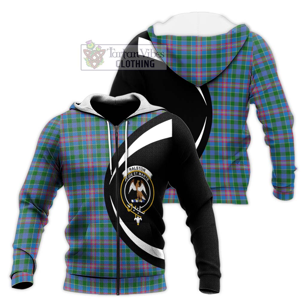 Ralston Tartan Knitted Hoodie with Family Crest Circle Style Unisex Knitted Zip Hoodie - Tartan Vibes Clothing