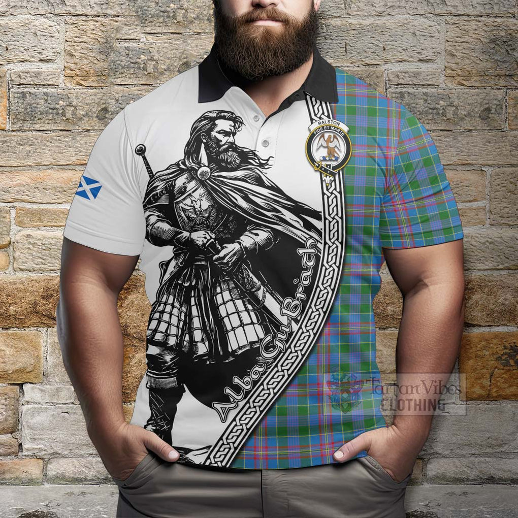 Tartan Vibes Clothing Ralston Tartan Clan Crest Polo Shirt with Highlander Warrior Celtic Style