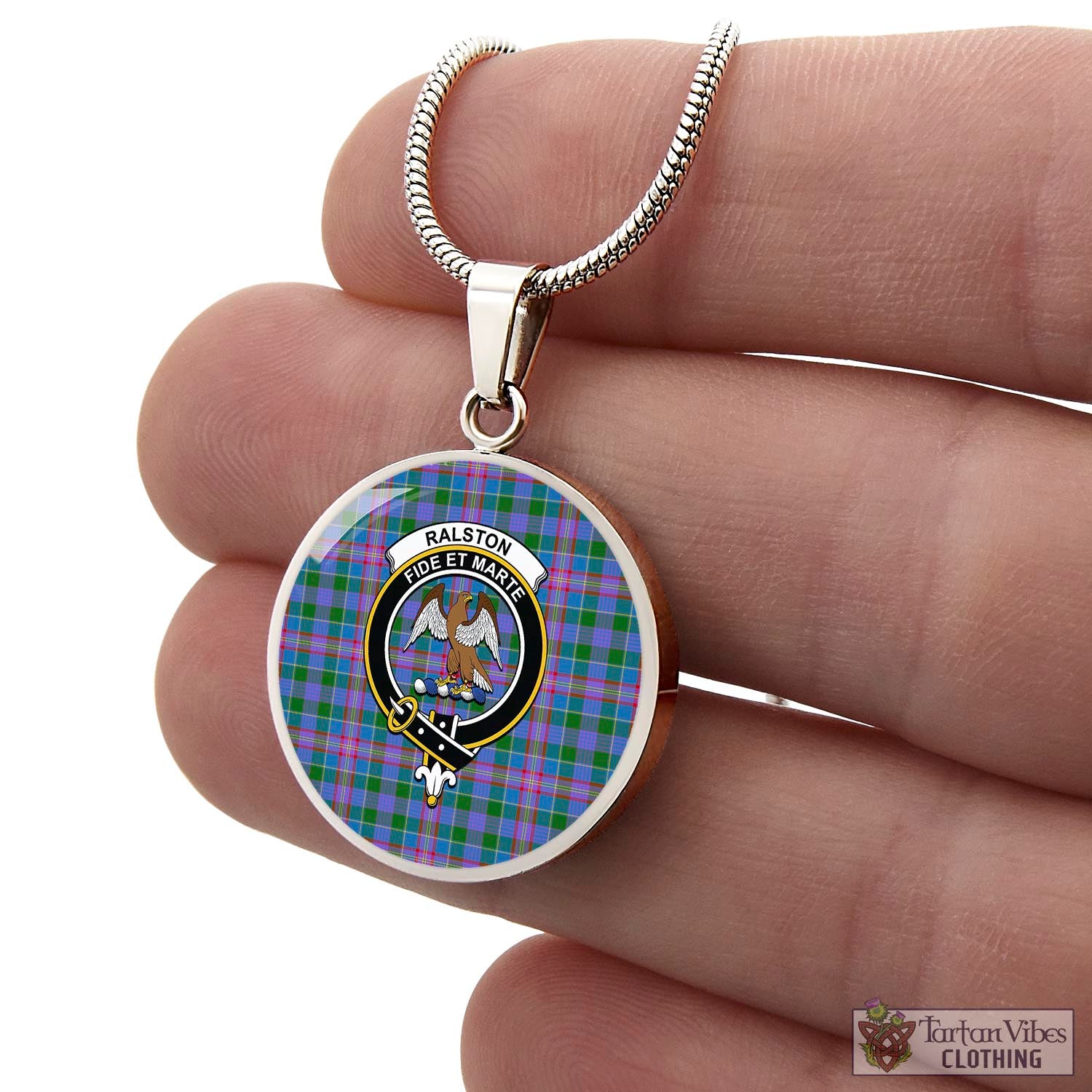 Tartan Vibes Clothing Ralston Tartan Circle Necklace with Family Crest