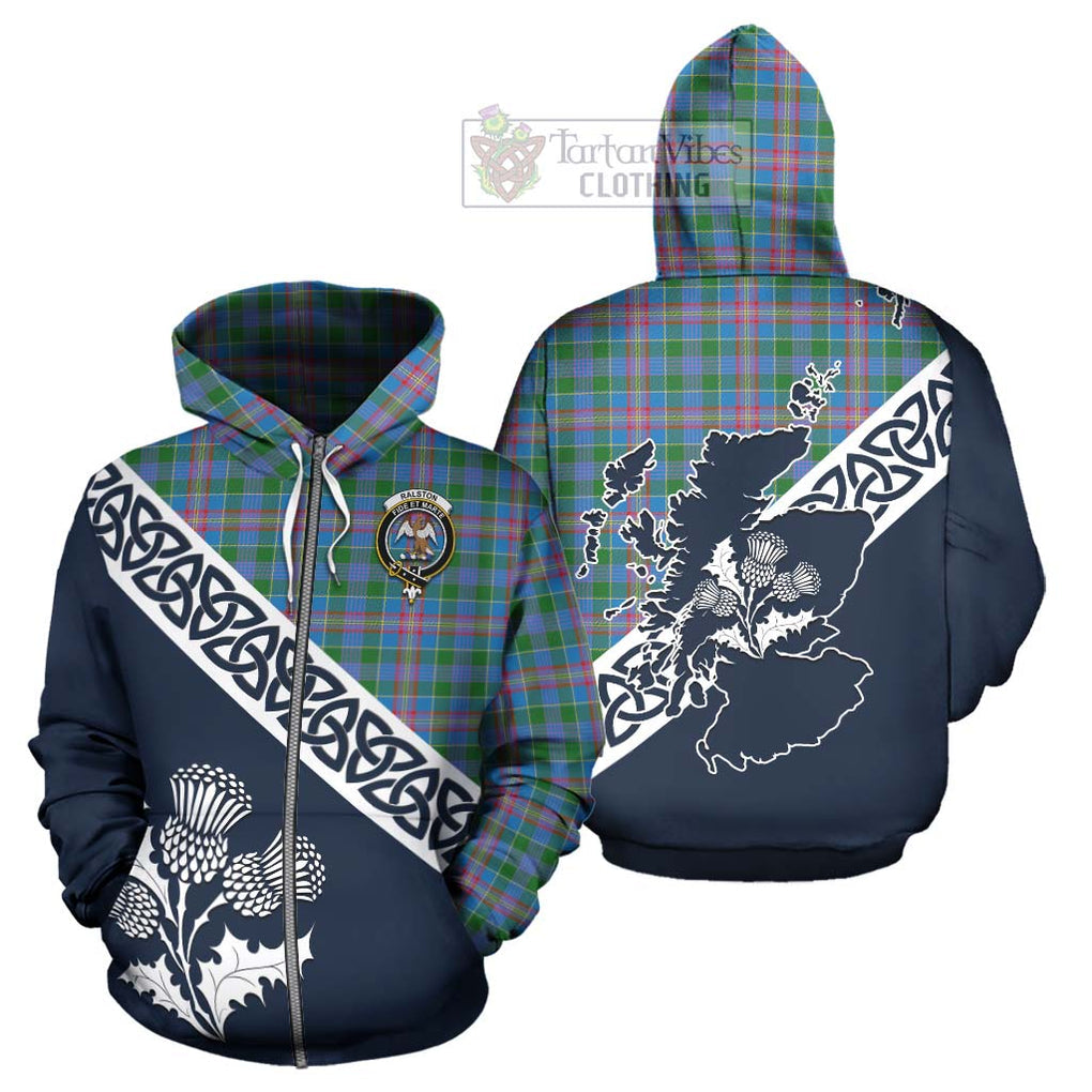 Tartan Vibes Clothing Ralston Tartan Hoodie Featuring Thistle and Scotland Map