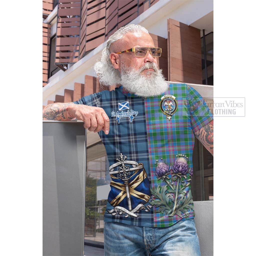 Tartan Vibes Clothing Ralston Tartan Cotton T-shirt Happy St. Andrew's Day Half Tartan Style