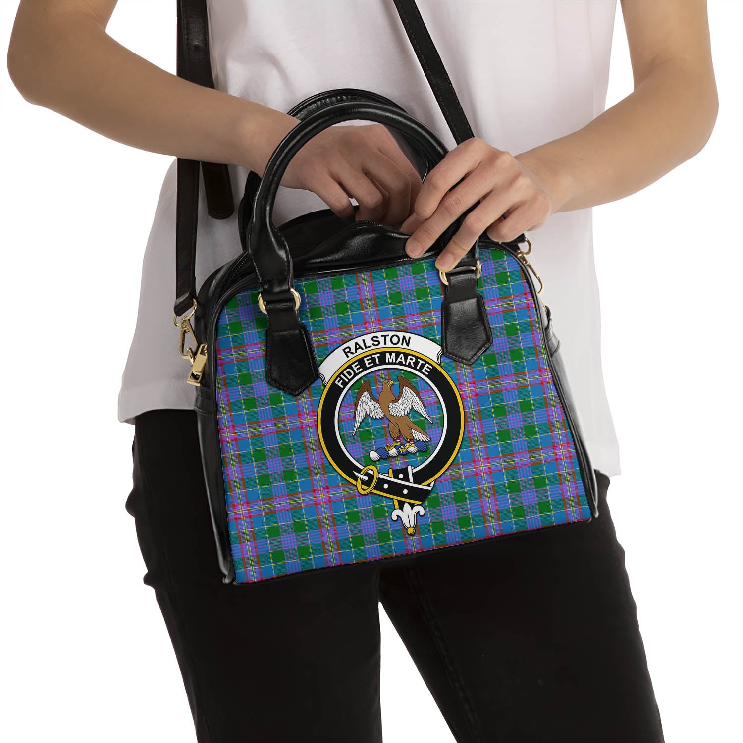 Ralston Tartan Shoulder Handbags with Family Crest - Tartanvibesclothing