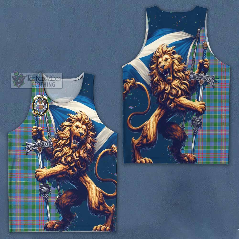 Tartan Vibes Clothing Ralston Tartan Family Crest Men's Tank Top with Scottish Majestic Lion