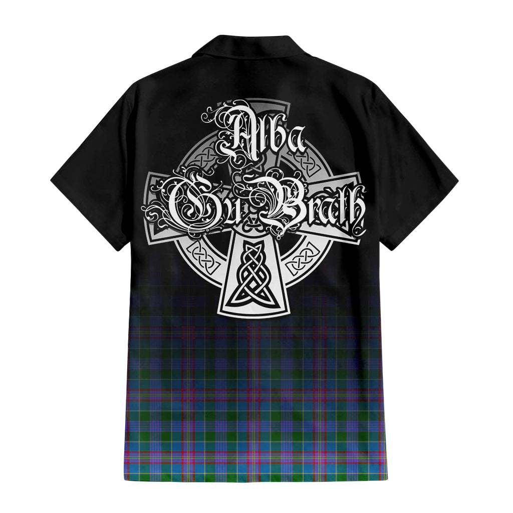 Tartan Vibes Clothing Ralston Tartan Short Sleeve Button Up Featuring Alba Gu Brath Family Crest Celtic Inspired