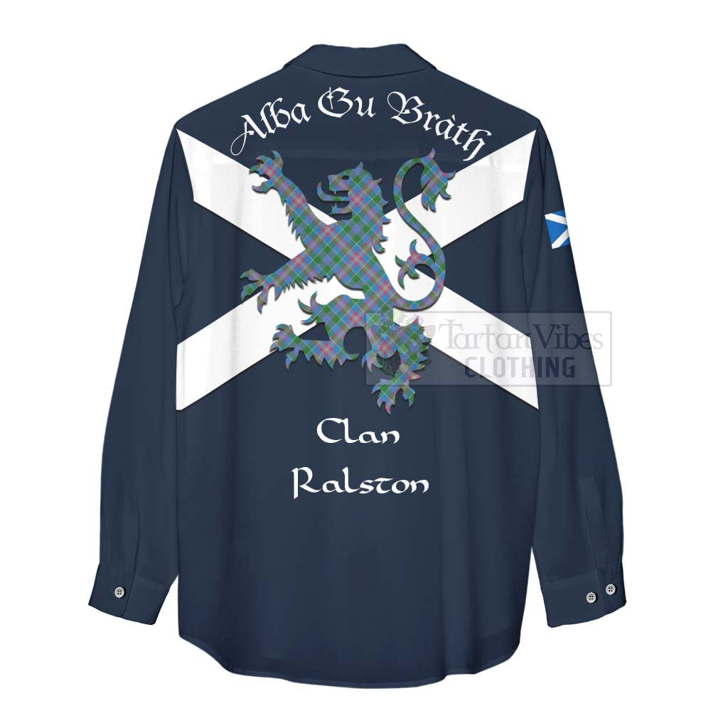 Tartan Vibes Clothing Ralston Tartan Lion Rampant Women's Casual Shirt Proudly Display Your Heritage with Alba Gu Brath and Clan Name