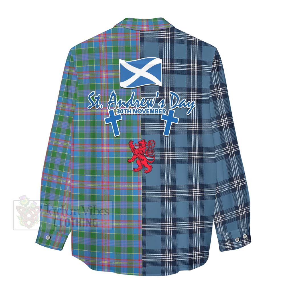 Tartan Vibes Clothing Ralston Tartan Women's Casual Shirt Happy St. Andrew's Day Half Tartan Style