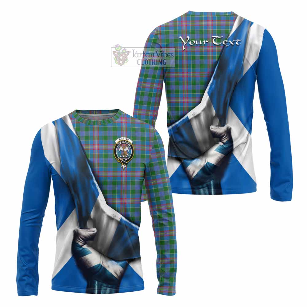 Tartan Vibes Clothing Ralston Tartan Long Sleeve T-Shirt with Family Crest Scotland Patriotic Style