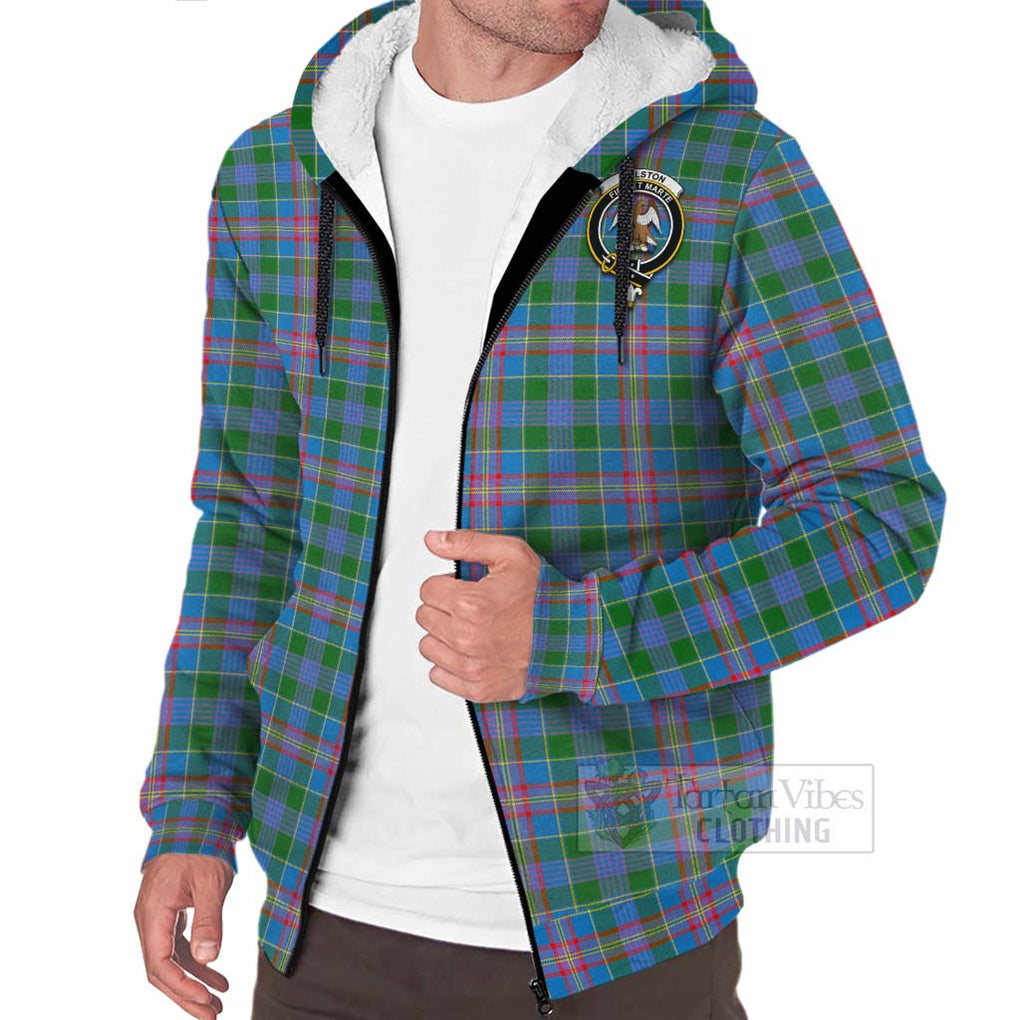 Tartan Vibes Clothing Ralston Tartan Sherpa Hoodie with Family Crest Celtic Skull Style