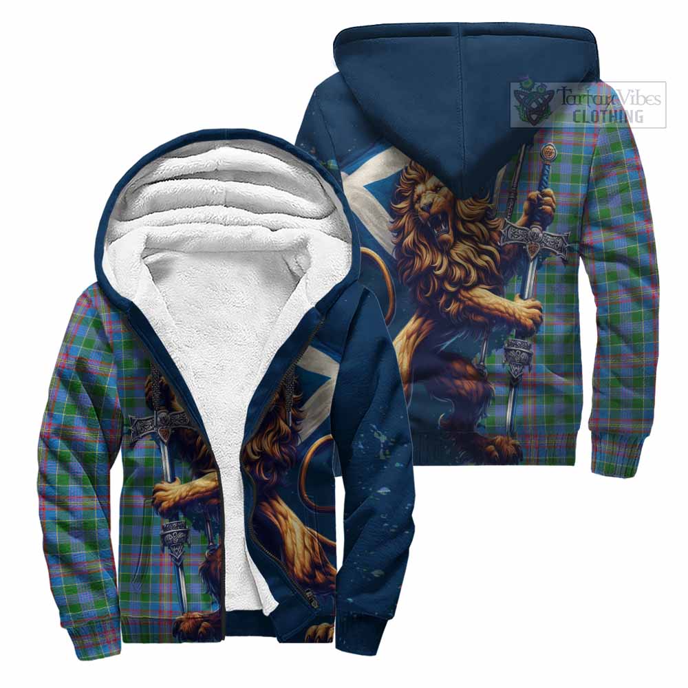 Tartan Vibes Clothing Ralston Tartan Family Crest Sherpa Hoodie with Scottish Majestic Lion