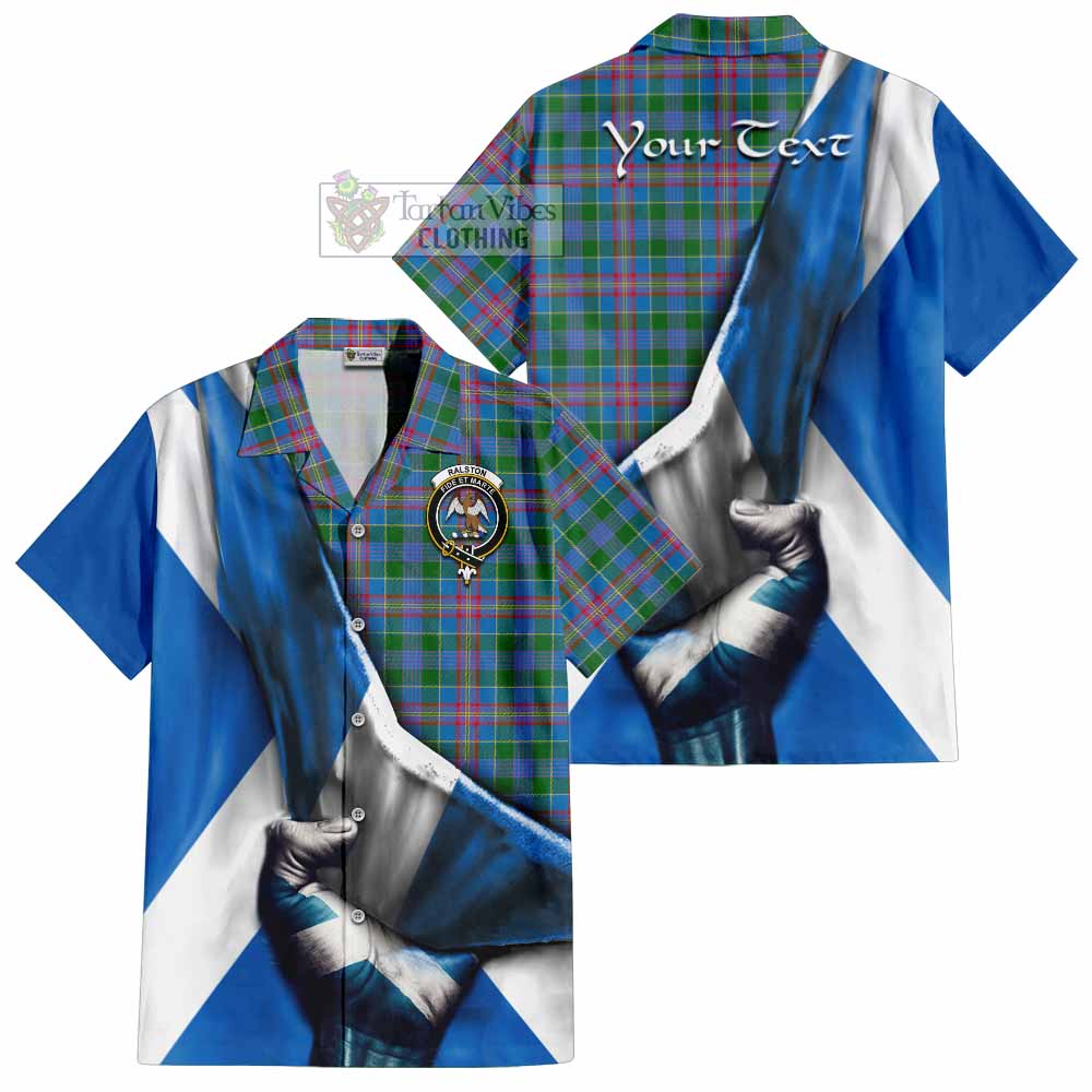 Tartan Vibes Clothing Ralston Tartan Short Sleeve Button Shirt with Family Crest Scotland Patriotic Style