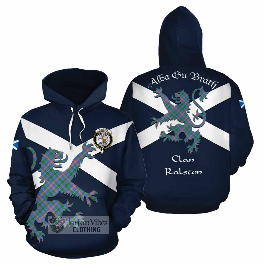 Tartan Vibes Clothing Ralston Tartan Lion Rampant Cotton Hoodie Proudly Display Your Heritage with Alba Gu Brath and Clan Name