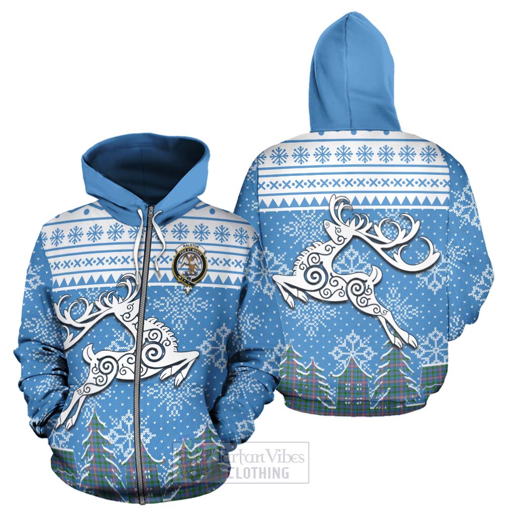 Tartan Vibes Clothing Ralston Clan Christmas Hoodie Celtic Reindeer Style