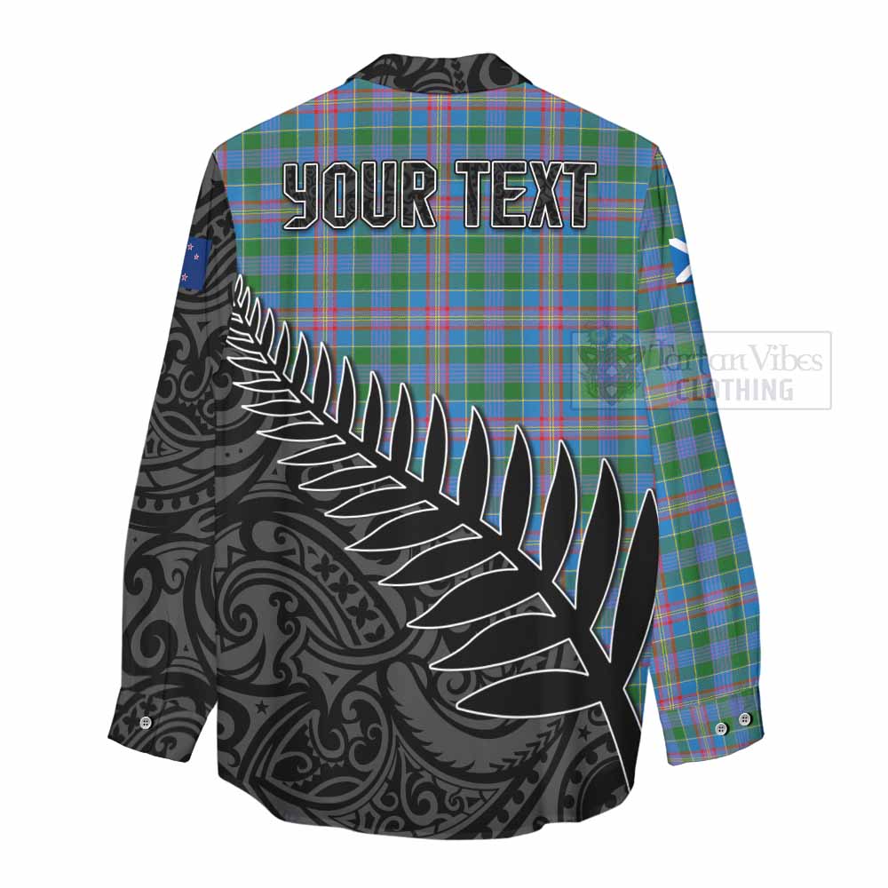 Tartan Vibes Clothing Ralston Crest Tartan Women's Casual Shirt with New Zealand Silver Fern Half Style