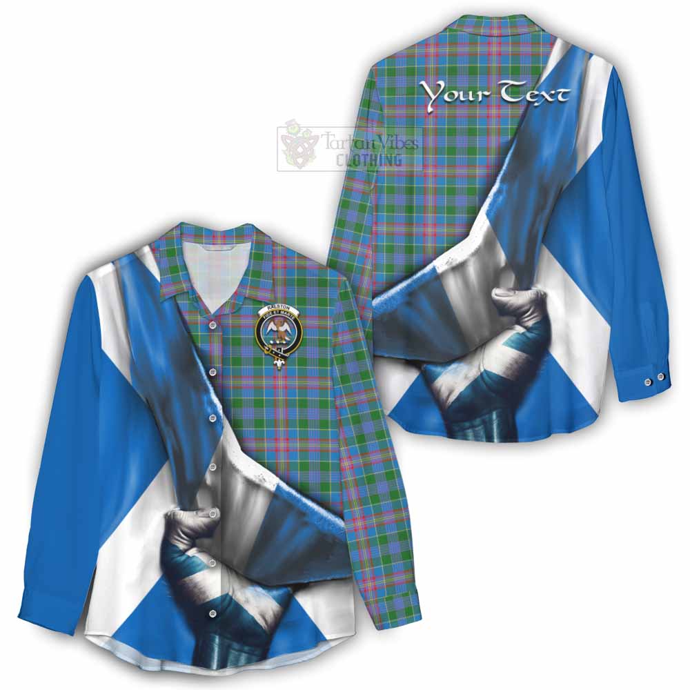 Tartan Vibes Clothing Ralston Tartan Women's Casual Shirt with Family Crest Scotland Patriotic Style