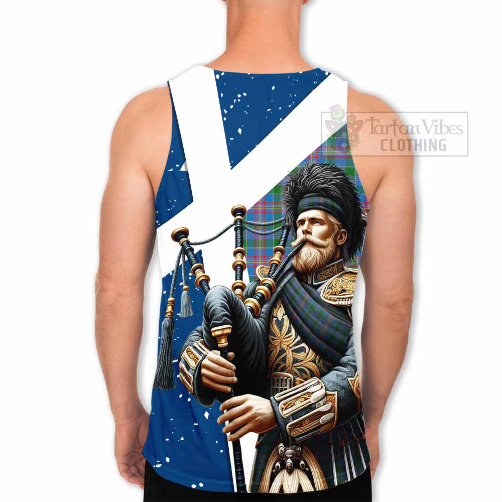 Ralston Tartan Men's Tank Top with Family Crest Scottish Bagpiper Vibes