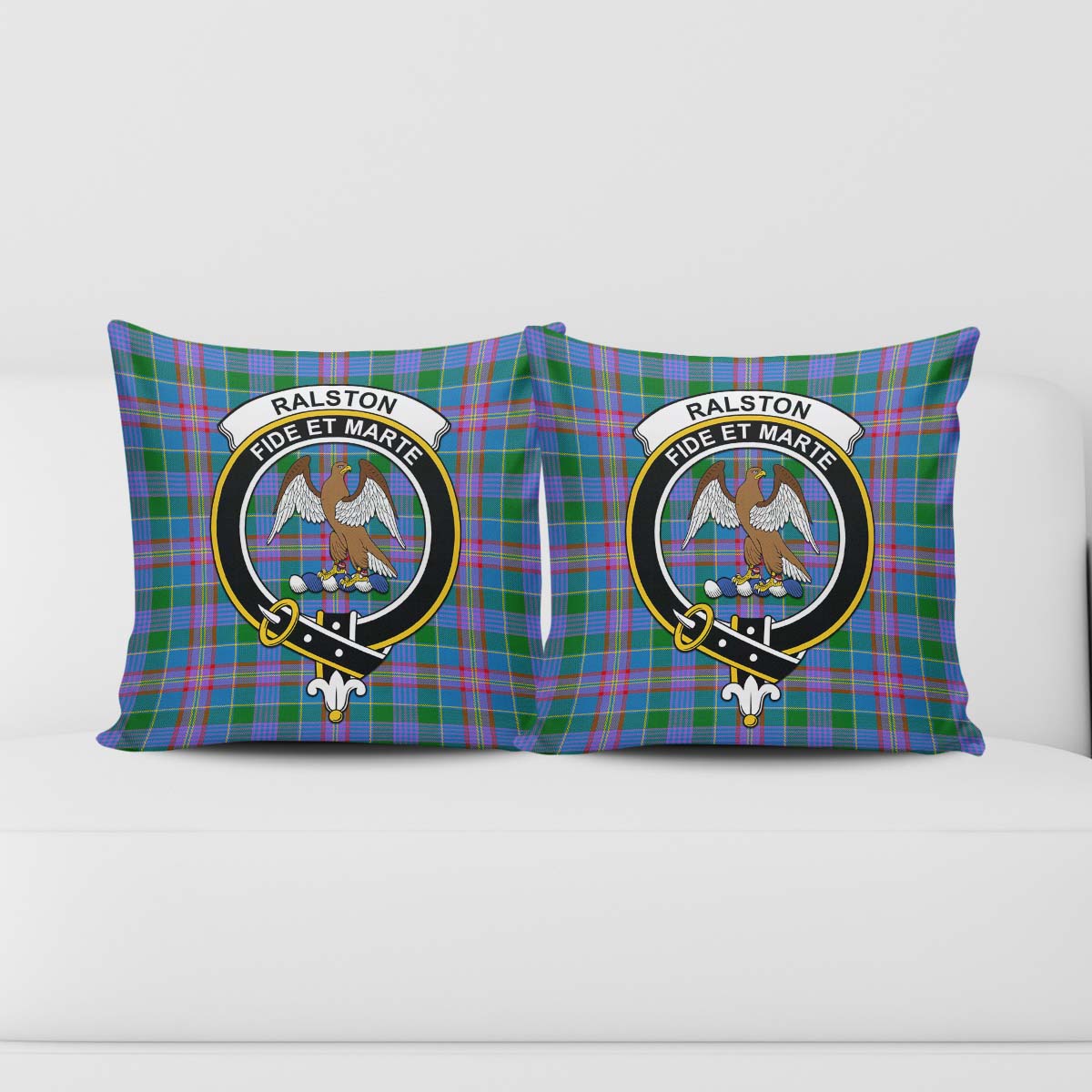 Ralston Tartan Pillow Cover with Family Crest - Tartanvibesclothing