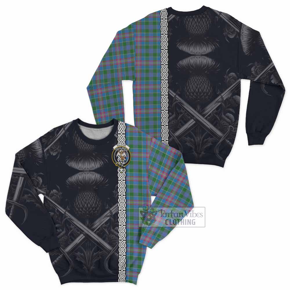 Tartan Vibes Clothing Ralston Tartan Sweatshirt with Family Crest Cross Sword Thistle Celtic Vibes