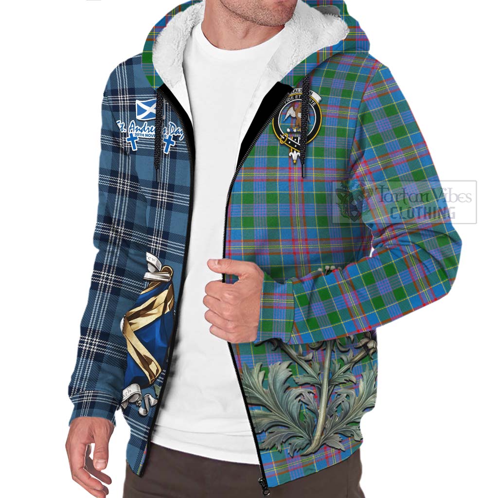 Tartan Vibes Clothing Ralston Tartan Sherpa Hoodie Happy St. Andrew's Day Half Tartan Style