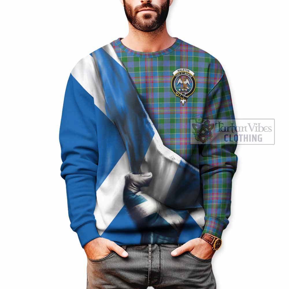 Tartan Vibes Clothing Ralston Tartan Sweatshirt with Family Crest Scotland Patriotic Style