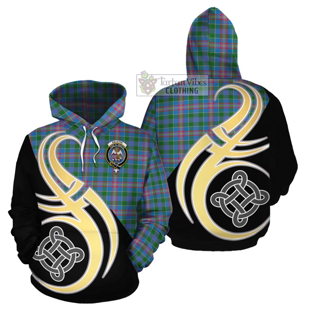 Tartan Vibes Clothing Ralston Tartan Cotton Hoodie with Family Crest and Celtic Symbol Style