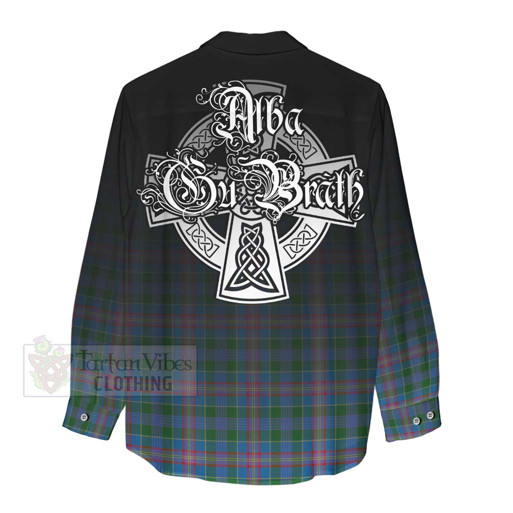 Tartan Vibes Clothing Ralston Tartan Women's Casual Shirt Featuring Alba Gu Brath Family Crest Celtic Inspired