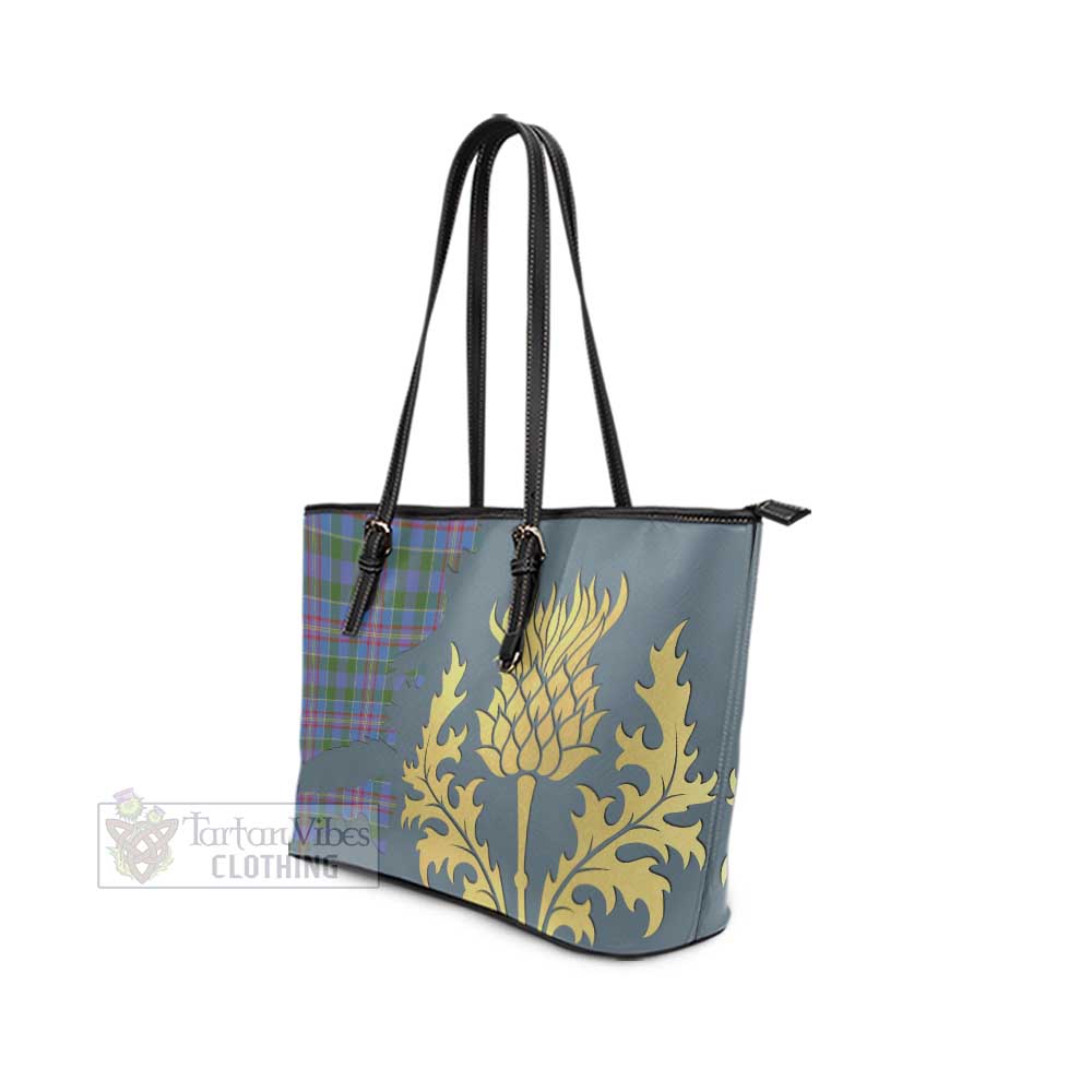 Ralston Tartan Leather Tote Bag Gold Thistle Style - Tartan Vibes Clothing