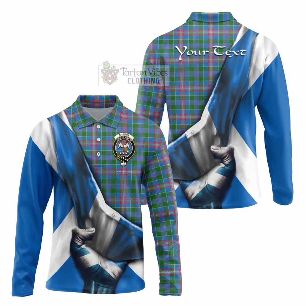 Tartan Vibes Clothing Ralston Tartan Long Sleeve Polo Shirt with Family Crest Scotland Patriotic Style