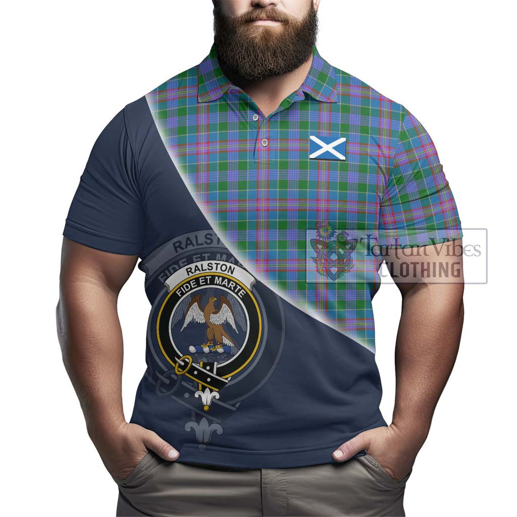 Ralston Tartan Polo Shirt with Personalised National Flag and Family Crest Half Style - Tartanvibesclothing Shop