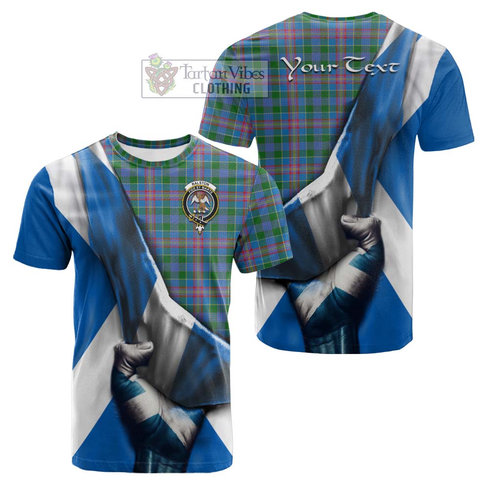 Tartan Vibes Clothing Ralston Tartan Cotton T-shirt with Family Crest Scotland Patriotic Style