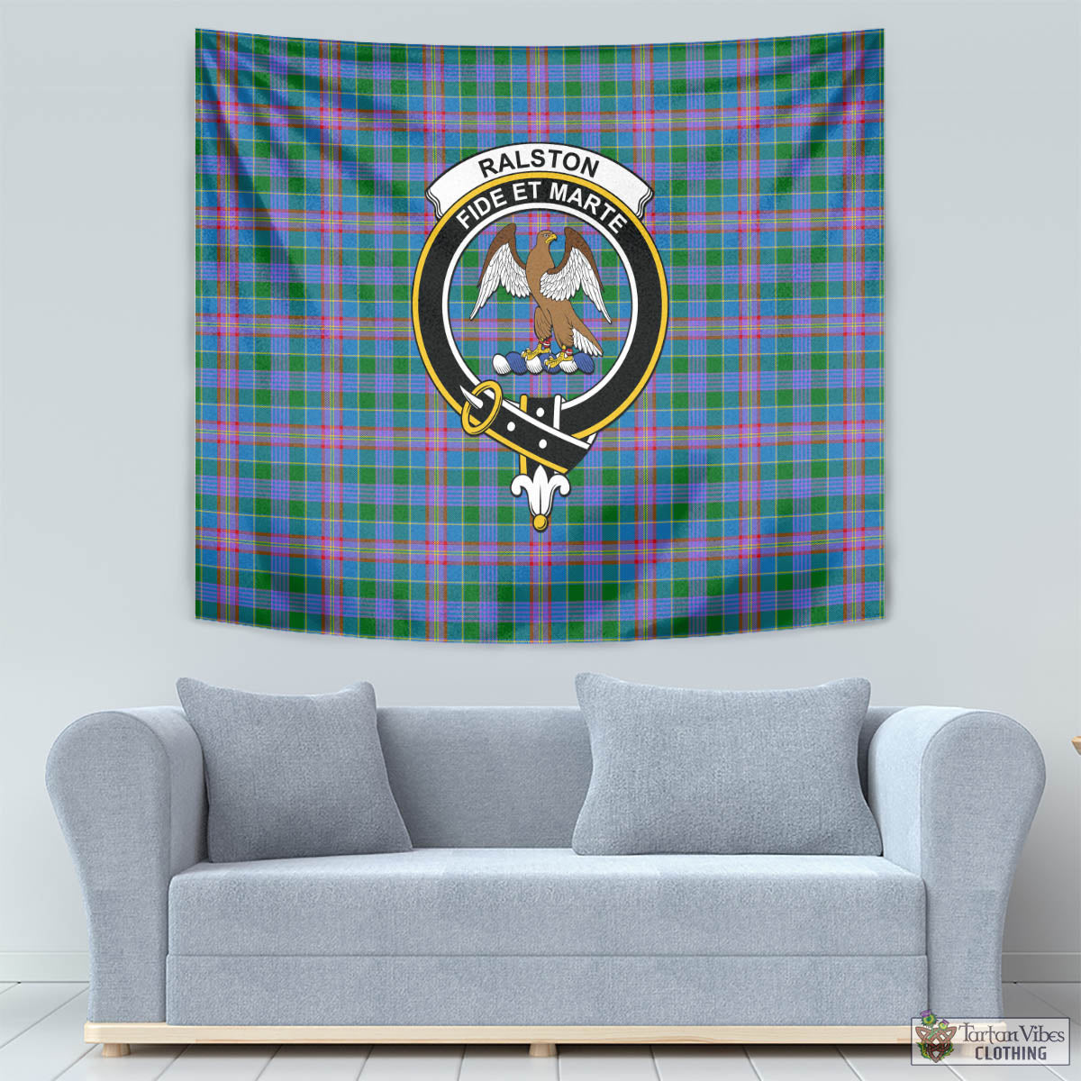 Tartan Vibes Clothing Ralston Tartan Tapestry Wall Hanging and Home Decor for Room with Family Crest