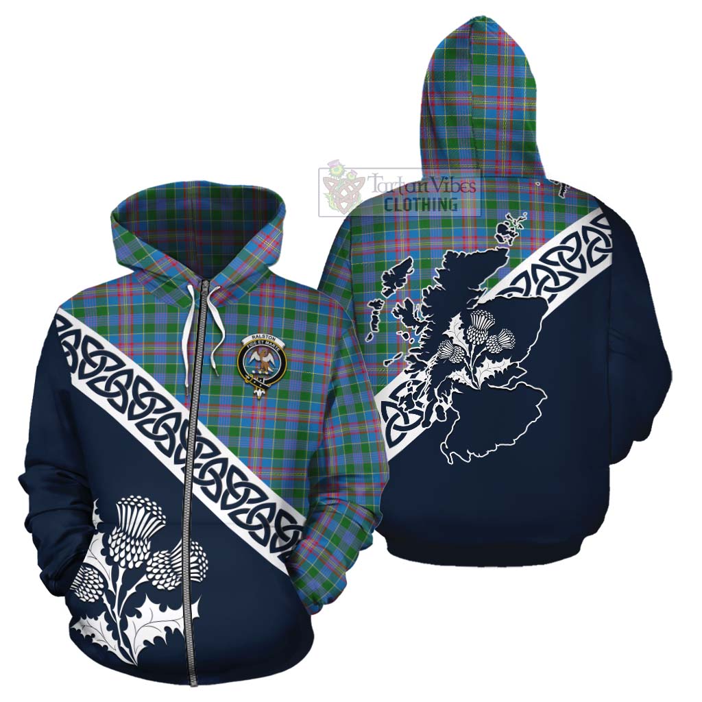 Tartan Vibes Clothing Ralston Tartan Cotton Hoodie Featuring Thistle and Scotland Map