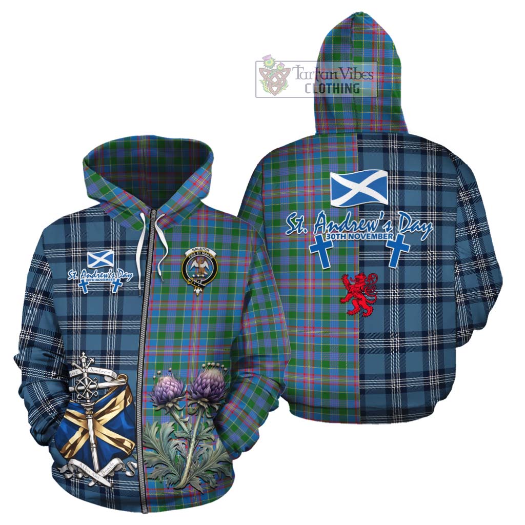 Tartan Vibes Clothing Ralston Tartan Cotton Hoodie Happy St. Andrew's Day Half Tartan Style