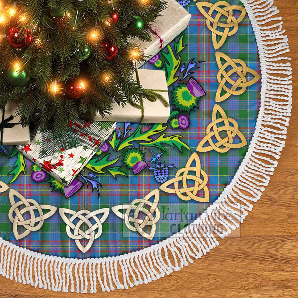 Tartan Vibes Clothing Ralston Tartan Christmas Tree Skirt with Thistle Celtic Knot Style