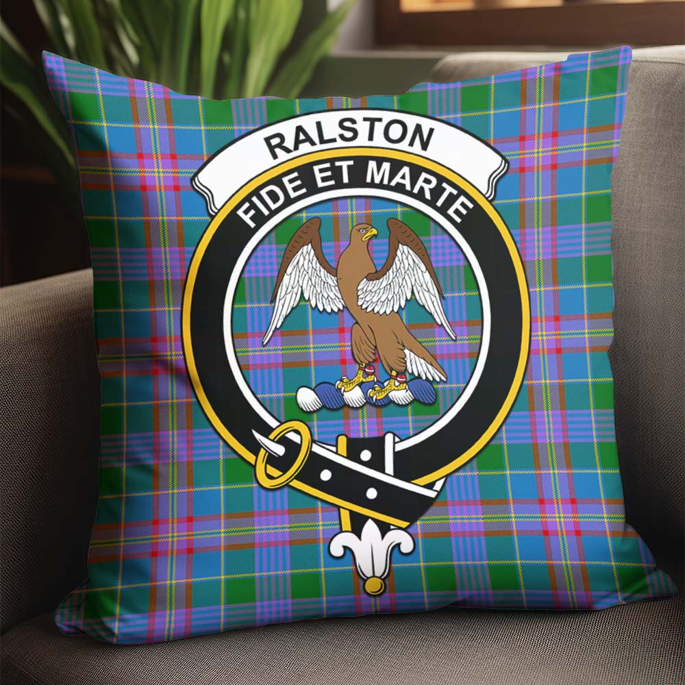 Ralston Tartan Pillow Cover with Family Crest - Tartanvibesclothing