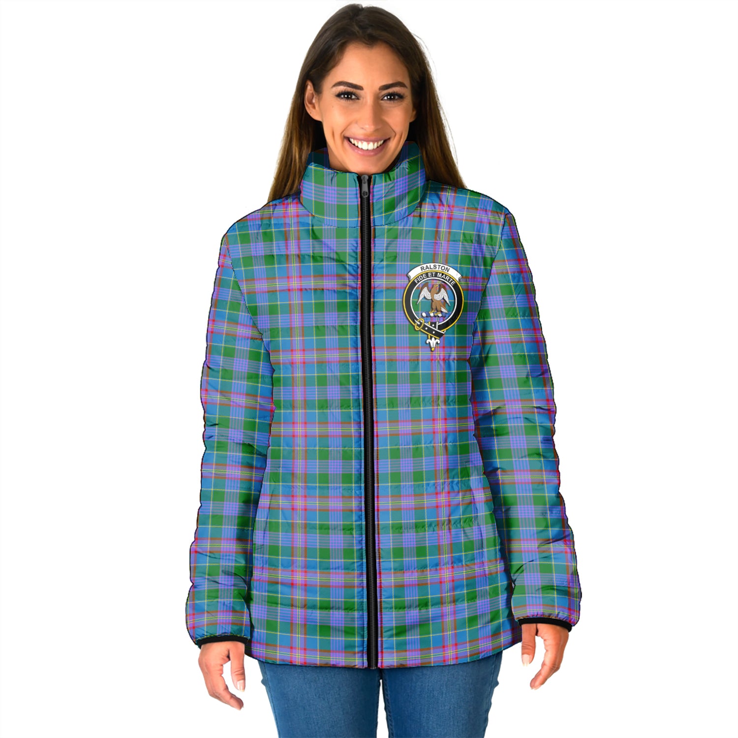 Ralston Tartan Padded Jacket with Family Crest - Tartan Vibes Clothing