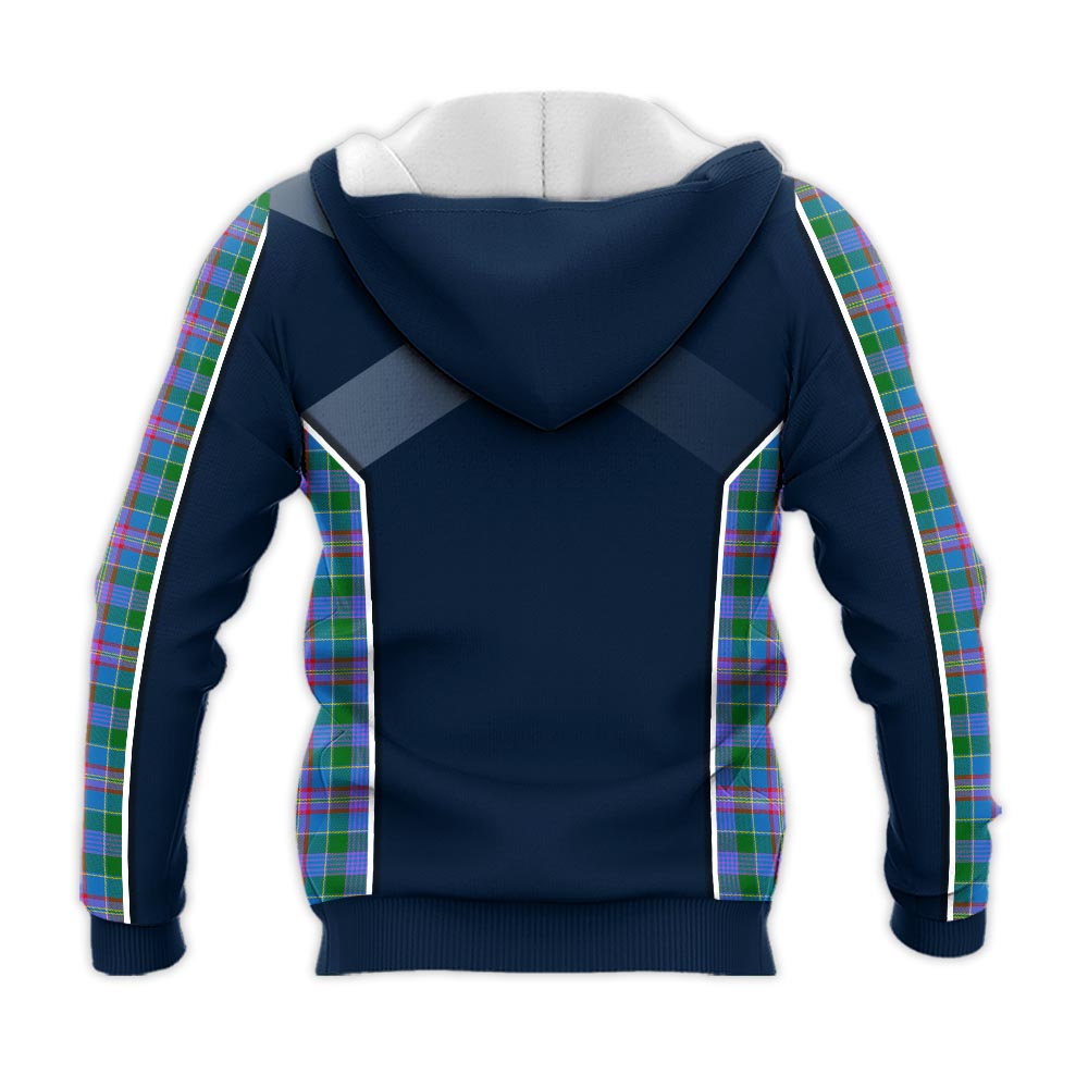 Tartan Vibes Clothing Ralston Tartan Knitted Hoodie with Family Crest and Scottish Thistle Vibes Sport Style