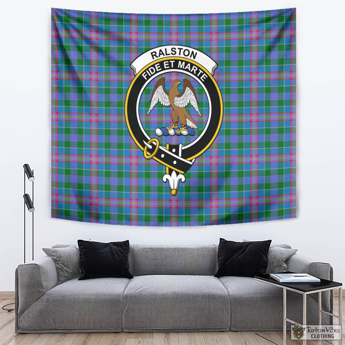 Tartan Vibes Clothing Ralston Tartan Tapestry Wall Hanging and Home Decor for Room with Family Crest