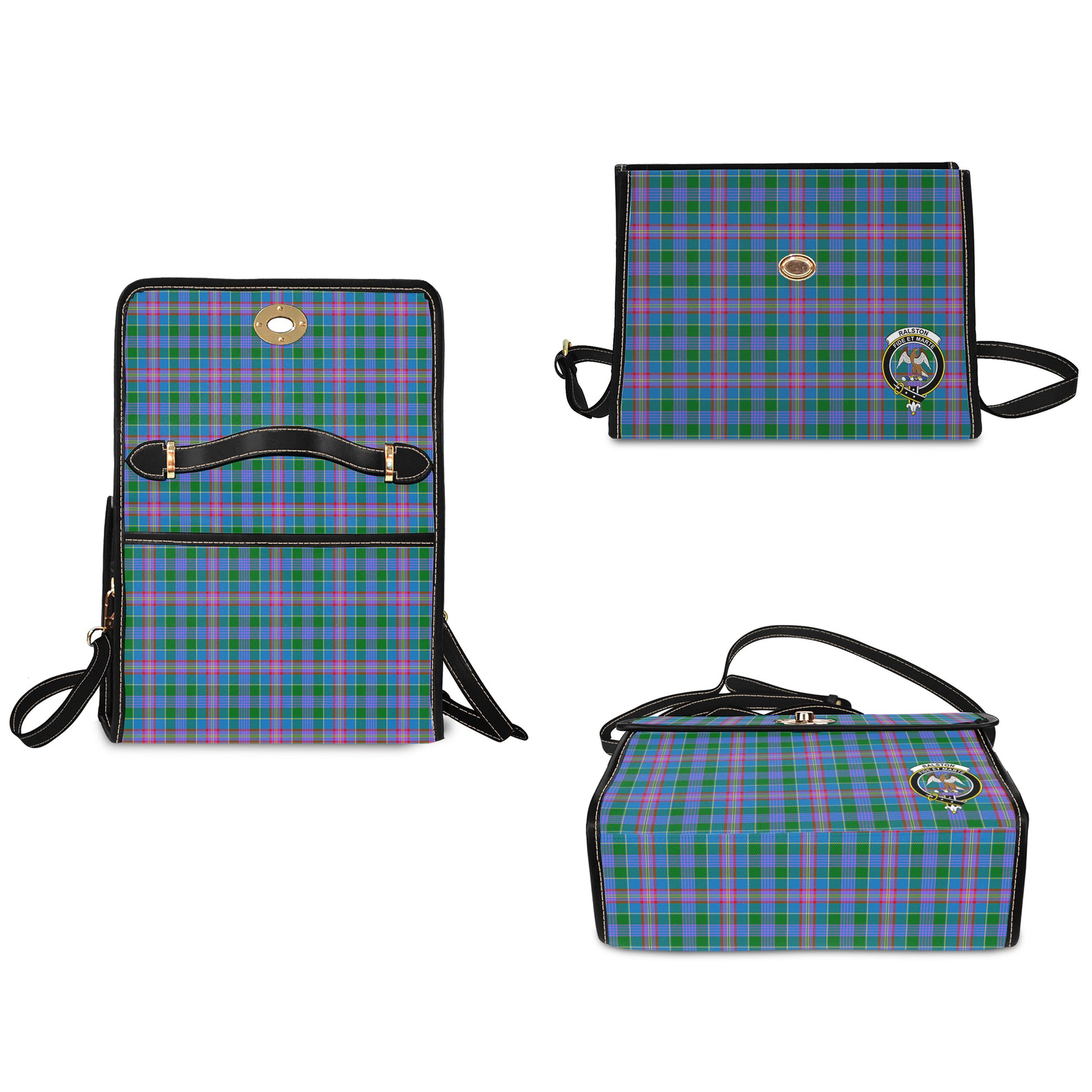 ralston-tartan-leather-strap-waterproof-canvas-bag-with-family-crest