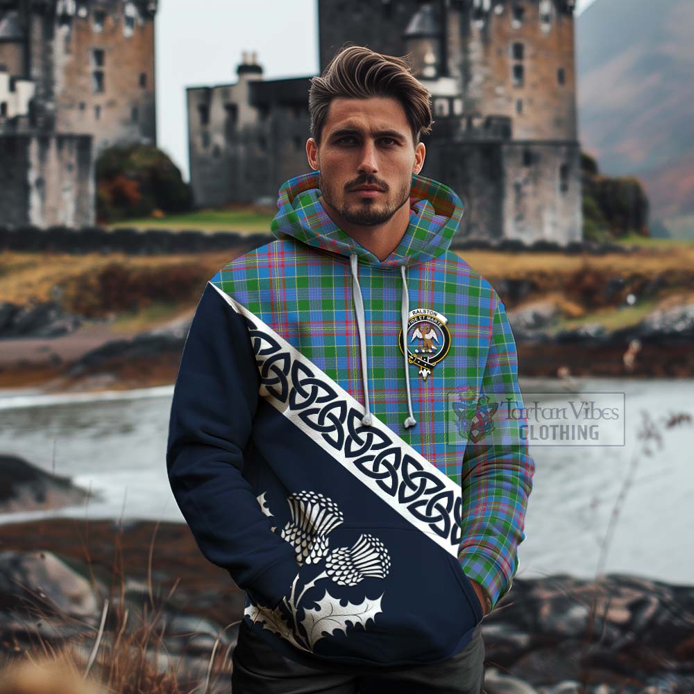 Tartan Vibes Clothing Ralston Tartan Cotton Hoodie Featuring Thistle and Scotland Map