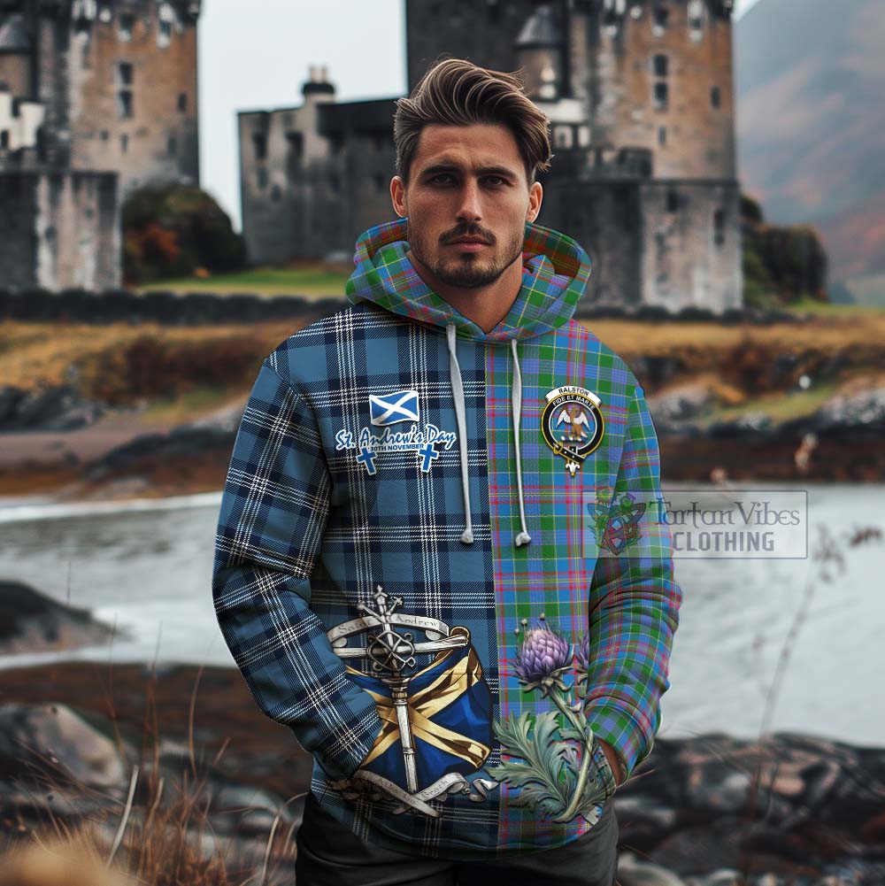 Tartan Vibes Clothing Ralston Tartan Cotton Hoodie Happy St. Andrew's Day Half Tartan Style