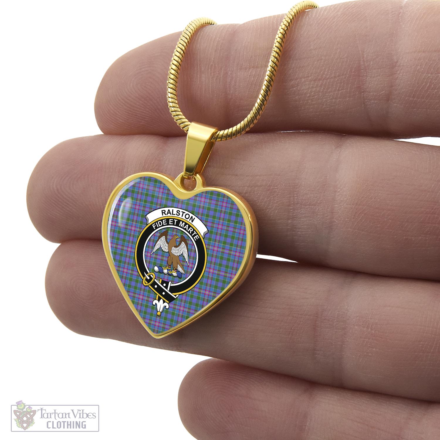 Tartan Vibes Clothing Ralston Tartan Heart Necklace with Family Crest