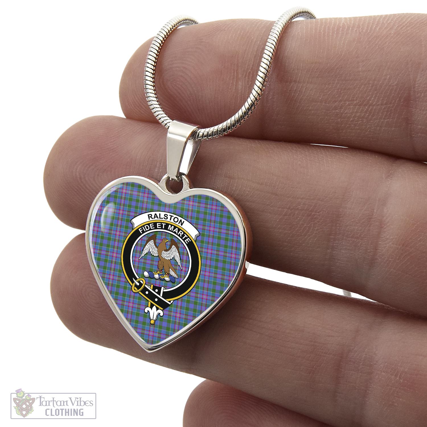 Tartan Vibes Clothing Ralston Tartan Heart Necklace with Family Crest