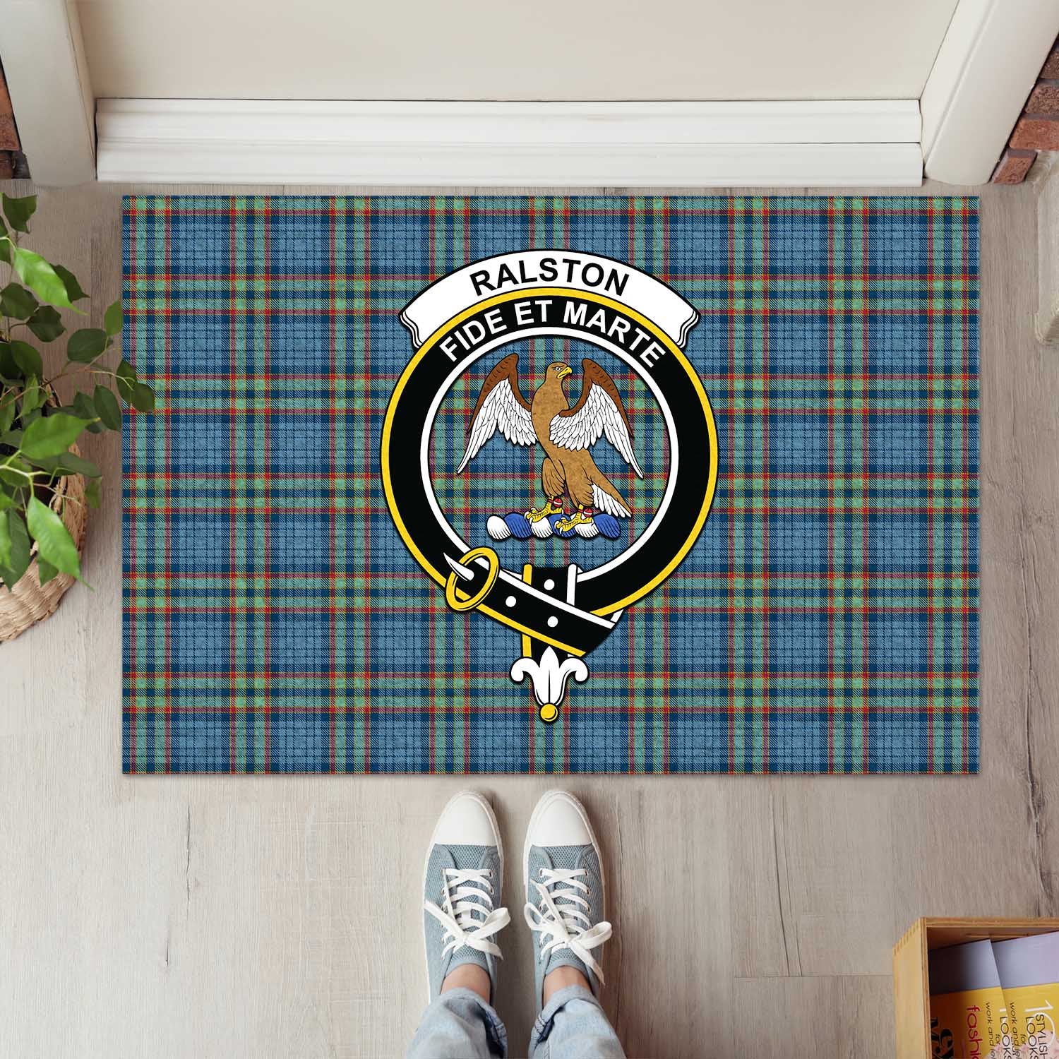 Ralston UK Tartan Door Mat with Family Crest - Tartanvibesclothing