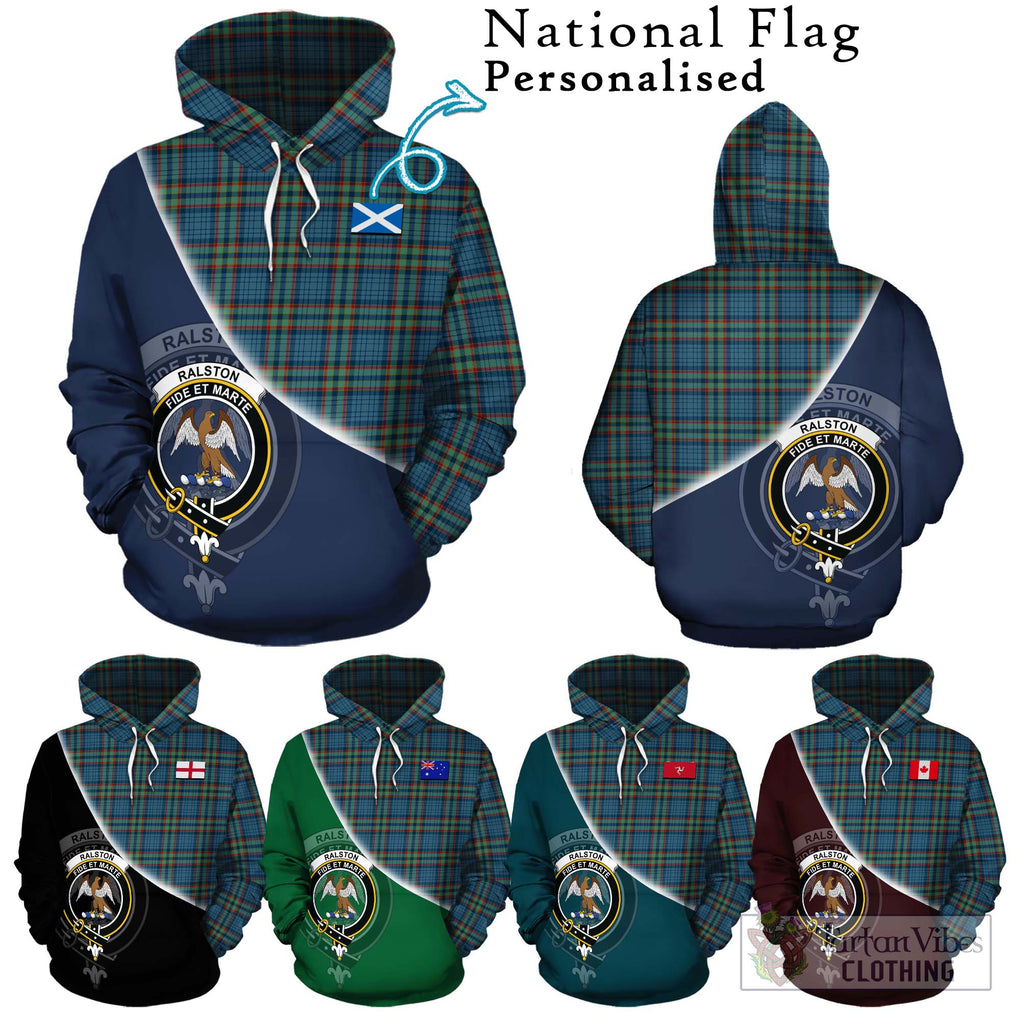 Ralston UK Tartan Hoodie with Personalised National Flag and Family Crest Half Style Zip Hoodie - Tartanvibesclothing Shop