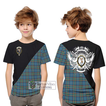 Ralston UK Tartan Kid T-Shirt with Family Crest and Military Logo Style