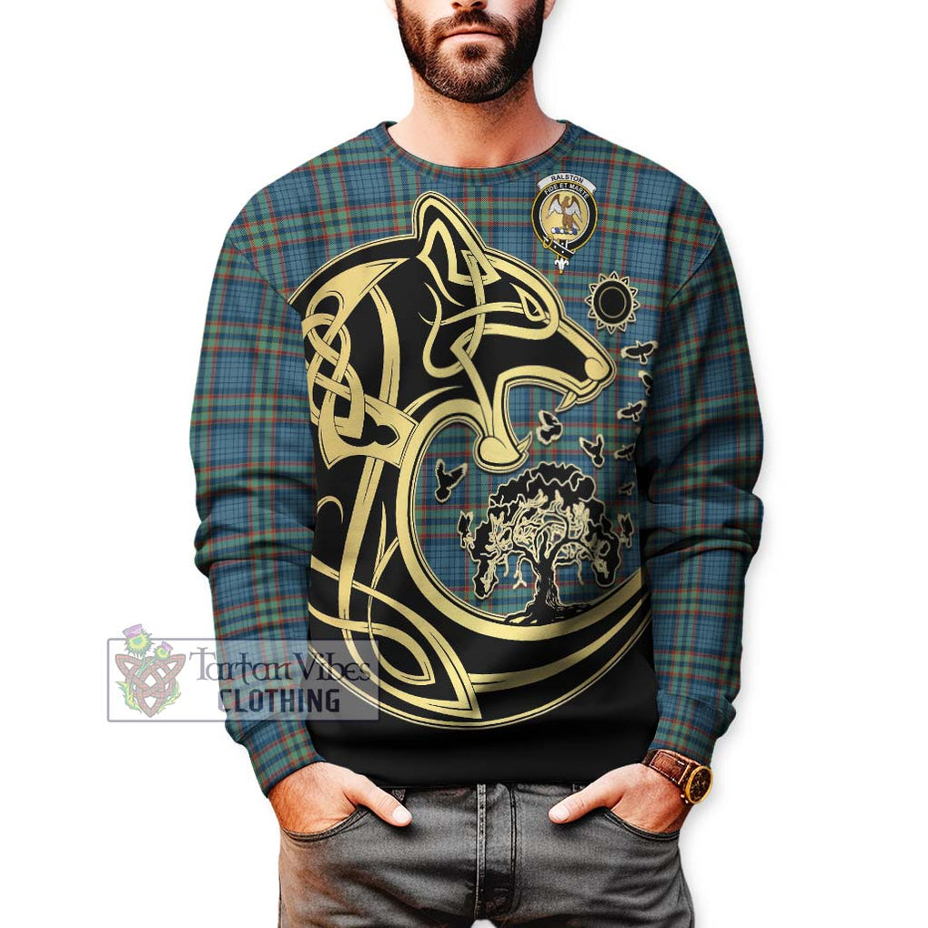 Ralston UK Tartan Sweatshirt with Family Crest Celtic Wolf Style Unisex - Tartan Vibes Clothing