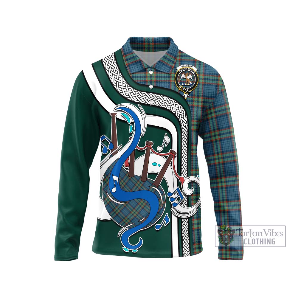 Tartan Vibes Clothing Ralston UK Tartan Long Sleeve Polo Shirt with Epic Bagpipe Style