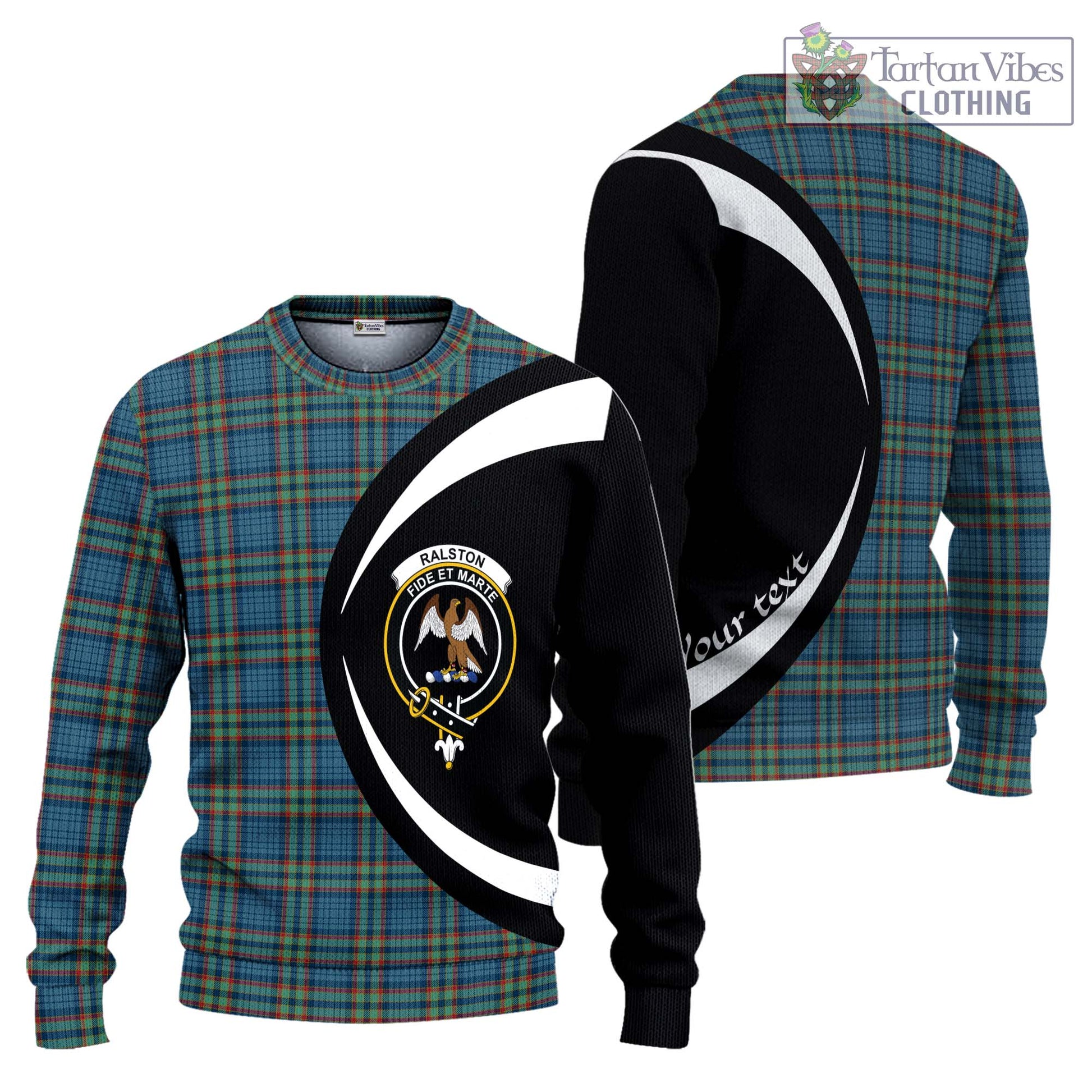 Ralston UK Tartan Knitted Sweater with Family Crest Circle Style Unisex - Tartan Vibes Clothing