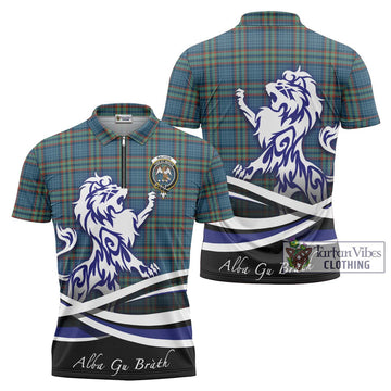 Ralston UK Tartan Zipper Polo Shirt with Alba Gu Brath Regal Lion Emblem