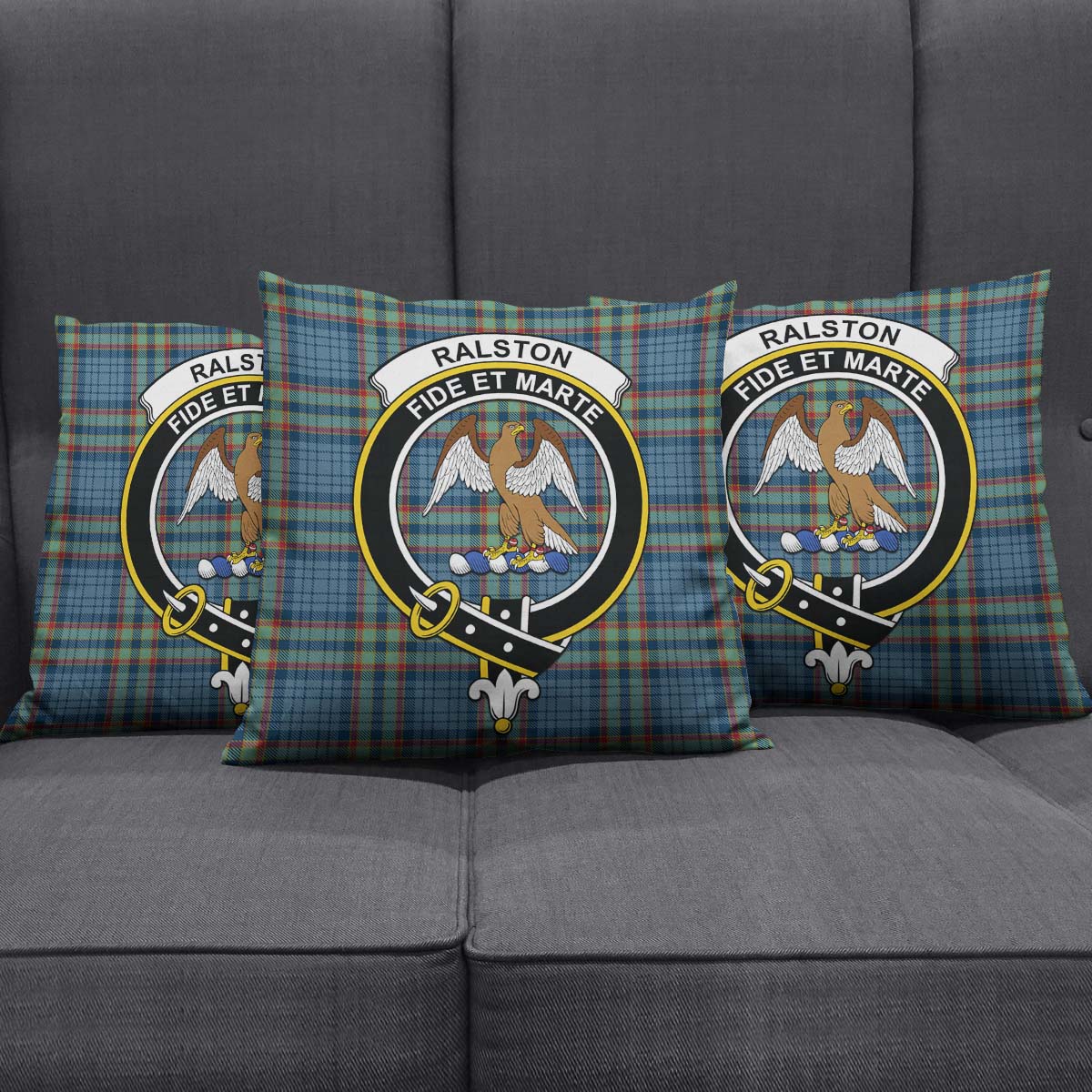 Ralston UK Tartan Pillow Cover with Family Crest Square Pillow Cover - Tartanvibesclothing